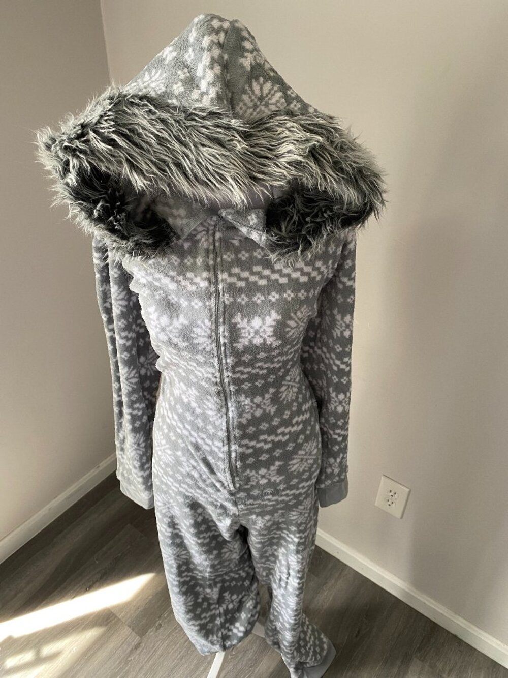 Fair Isle Onesie with Fur Trimmed Hood